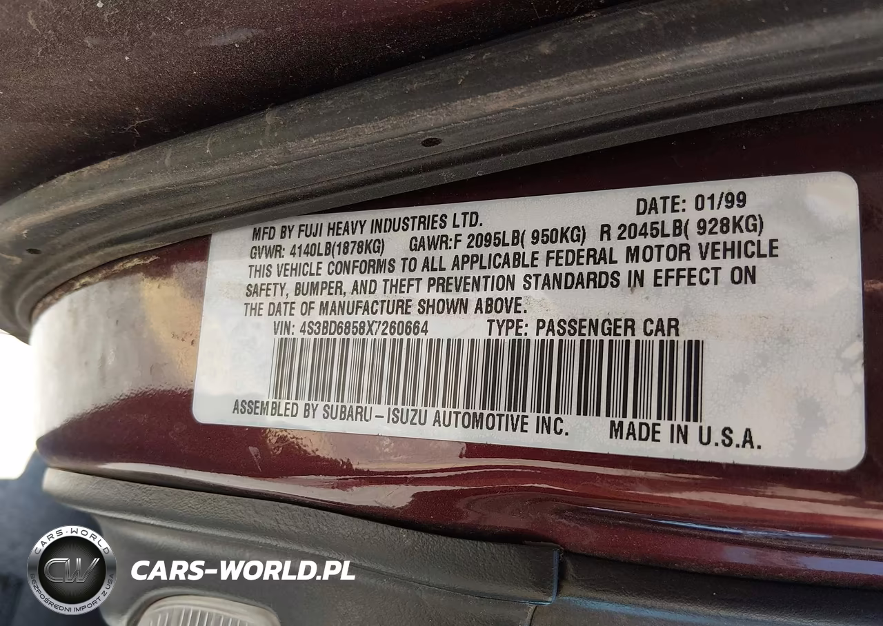 1999 Subaru Legacy 30Th Ann. Sus-30Th Ann. Sus Ltd. VIN:4S3BD6858X7260664 - 9