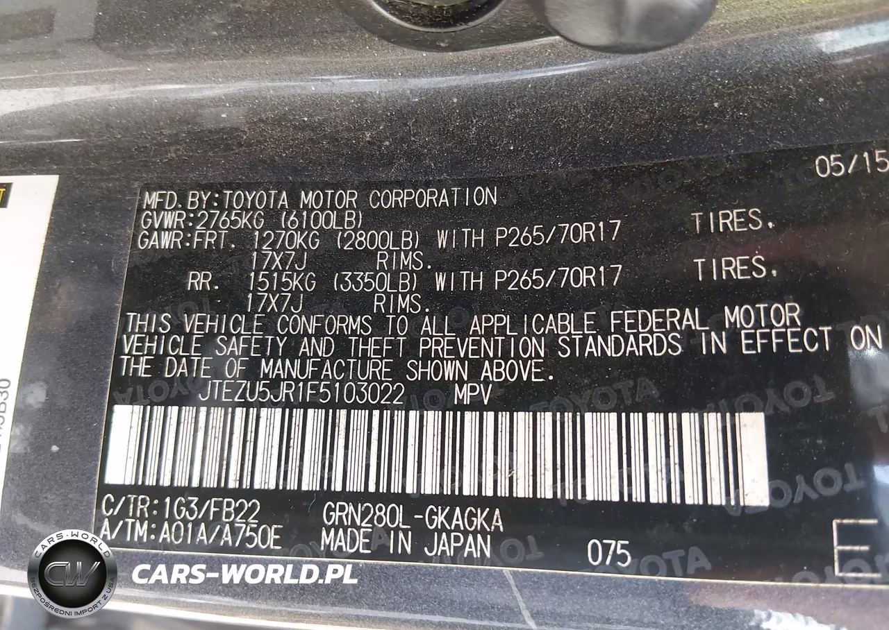 2015 Toyota 4Runner Sr5 VIN:JTEZU5JR1F5103022 - 9