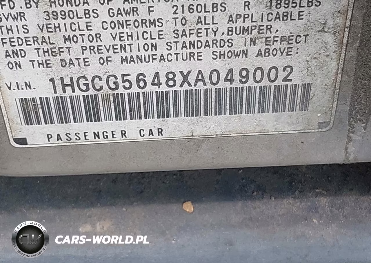 1999 Honda Accord Lx VIN:1HGCG5648XA049002 - 9