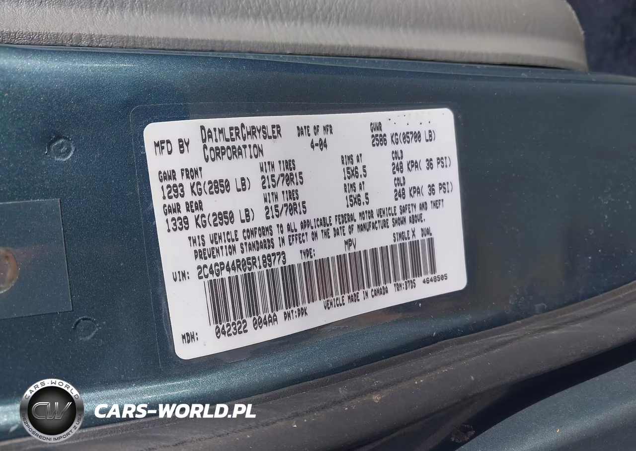 2005 Chrysler Town & Country Lx VIN:2C4GP44R05R189773 - 9