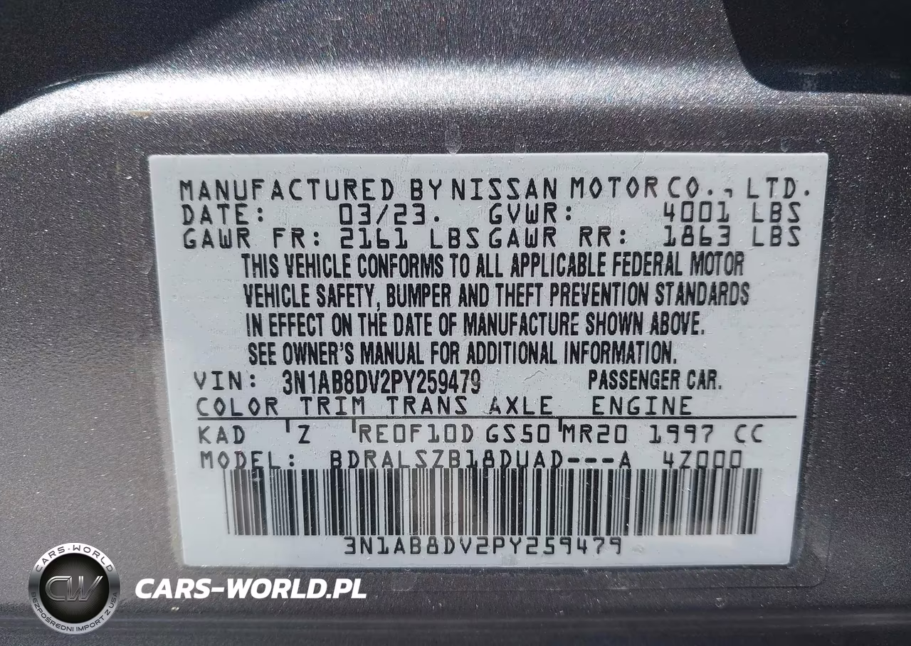 2023 Nissan Sentra Sr Xtronic Cvt VIN:3N1AB8DV2PY259479 - 9