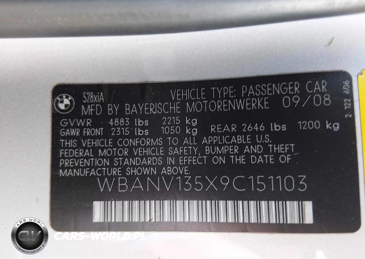 2009 BMW 528I xDrive VIN:WBANV135X9C151103 - 9