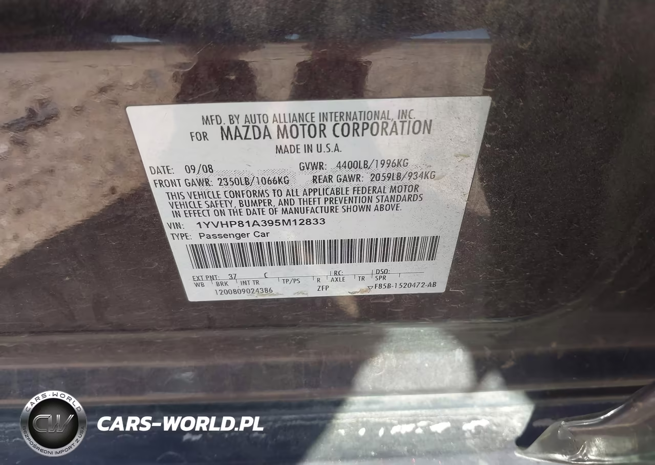 2009 Mazda Mazda6 I Sport VIN:1YVHP81A395M12833 - 9
