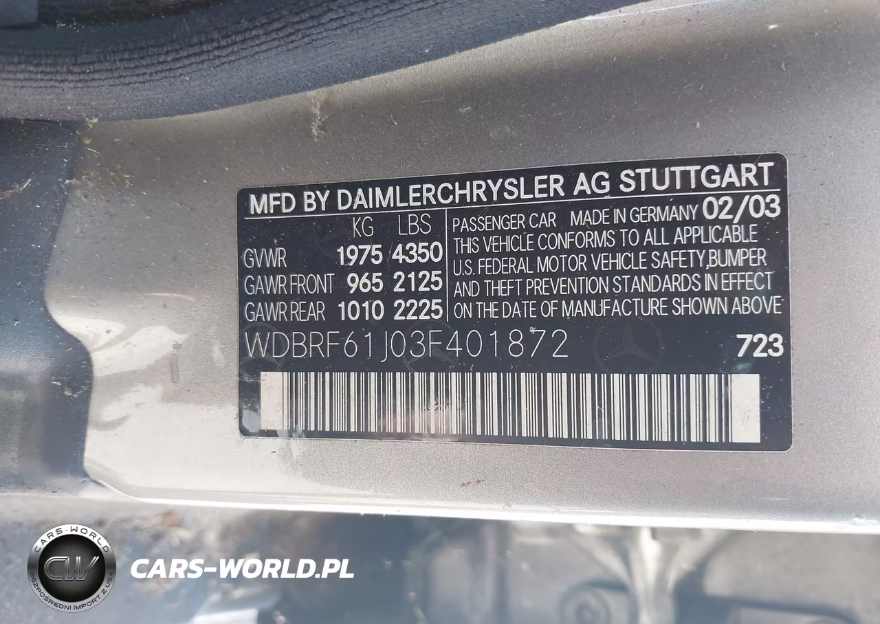 2003 Mercedes-Benz C 240 VIN:WDBRF61J03F401872 - 9
