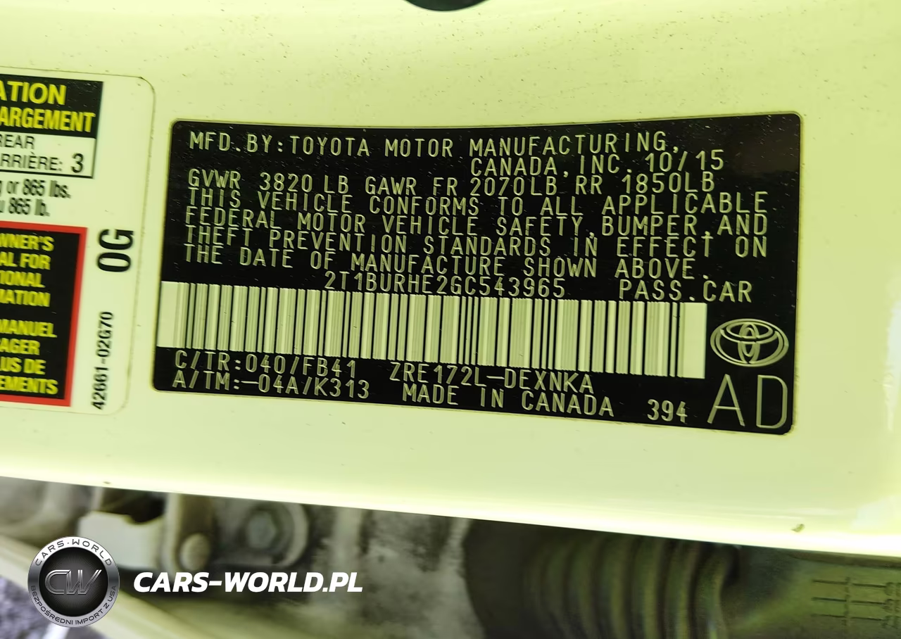 2016 Toyota Corolla Le VIN:2T1BURHE2GC543965 - 9