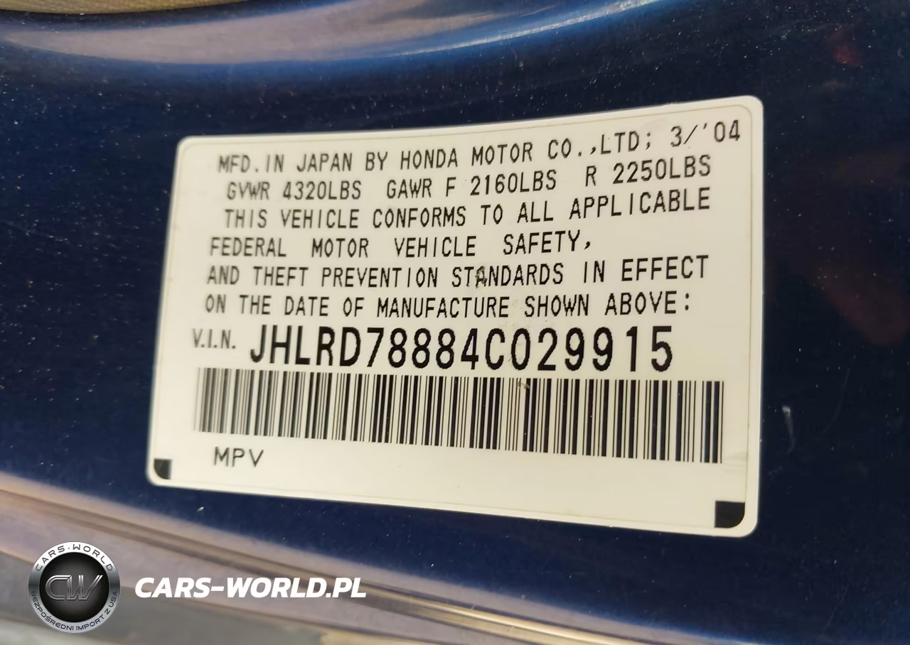 2004 Honda Cr-V Ex VIN:JHLRD78884C029915 - 9