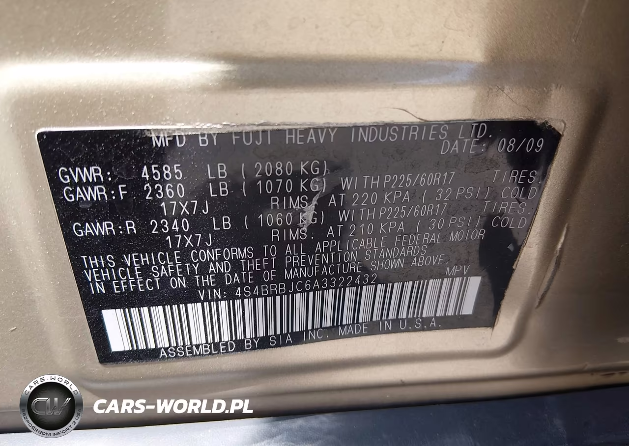 2010 Subaru Outback 2.5I Limited VIN:4S4BRBJC6A3322432 - 9
