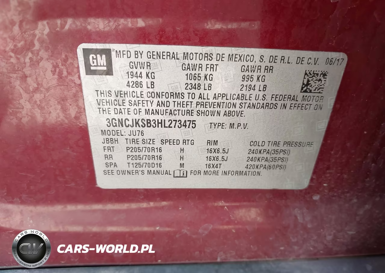 2017 Chevrolet Trax Ls VIN:3GNCJKSB3HL273475 - 9