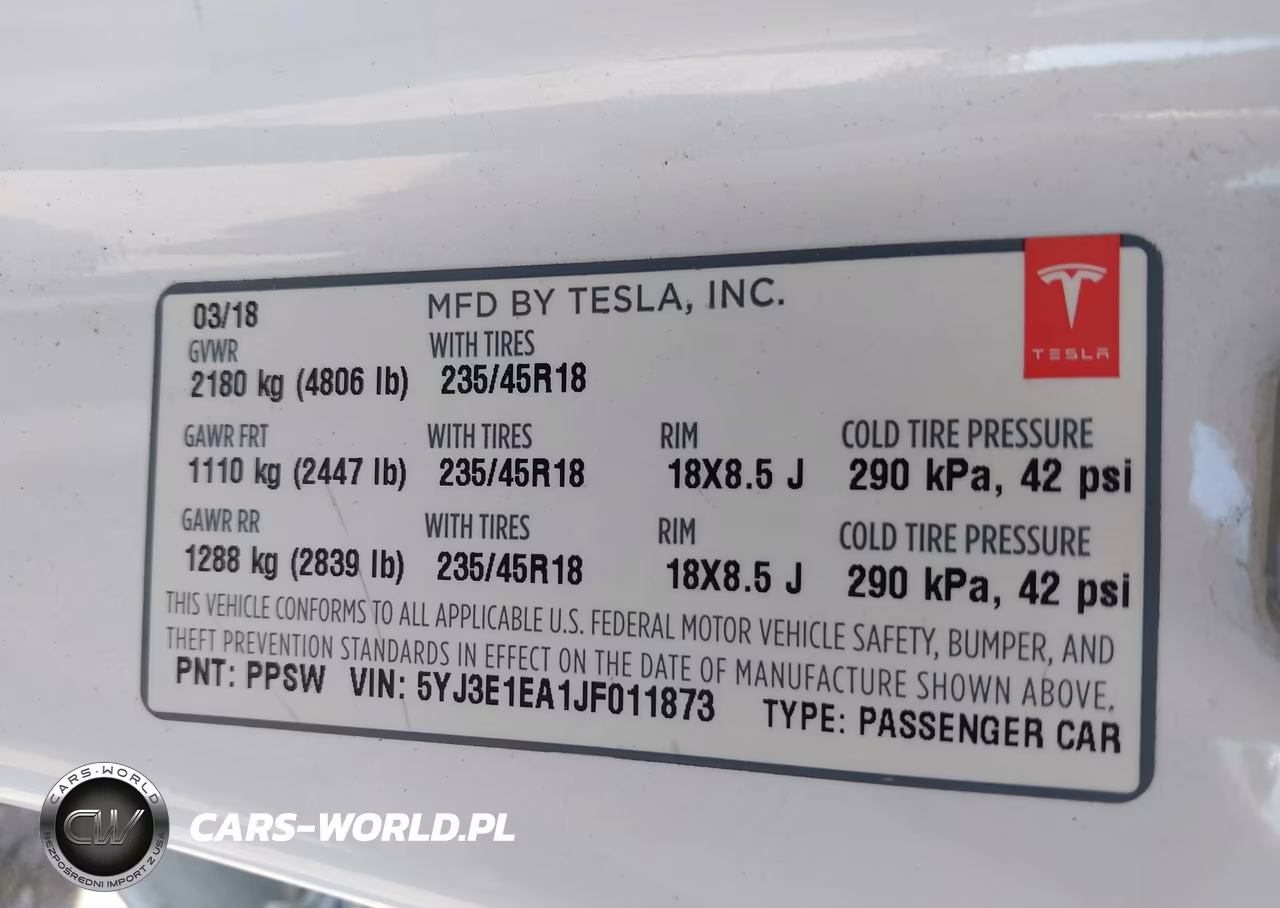 2018 Tesla Model 3 Long Range-Mid Range VIN:5YJ3E1EA1JF011873 - 9