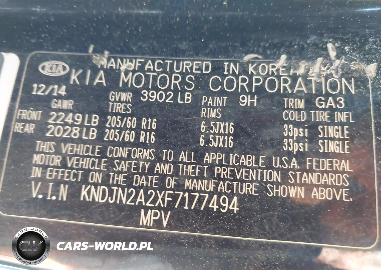 2015 Kia Soul VIN:KNDJN2A2XF7177494 - 9