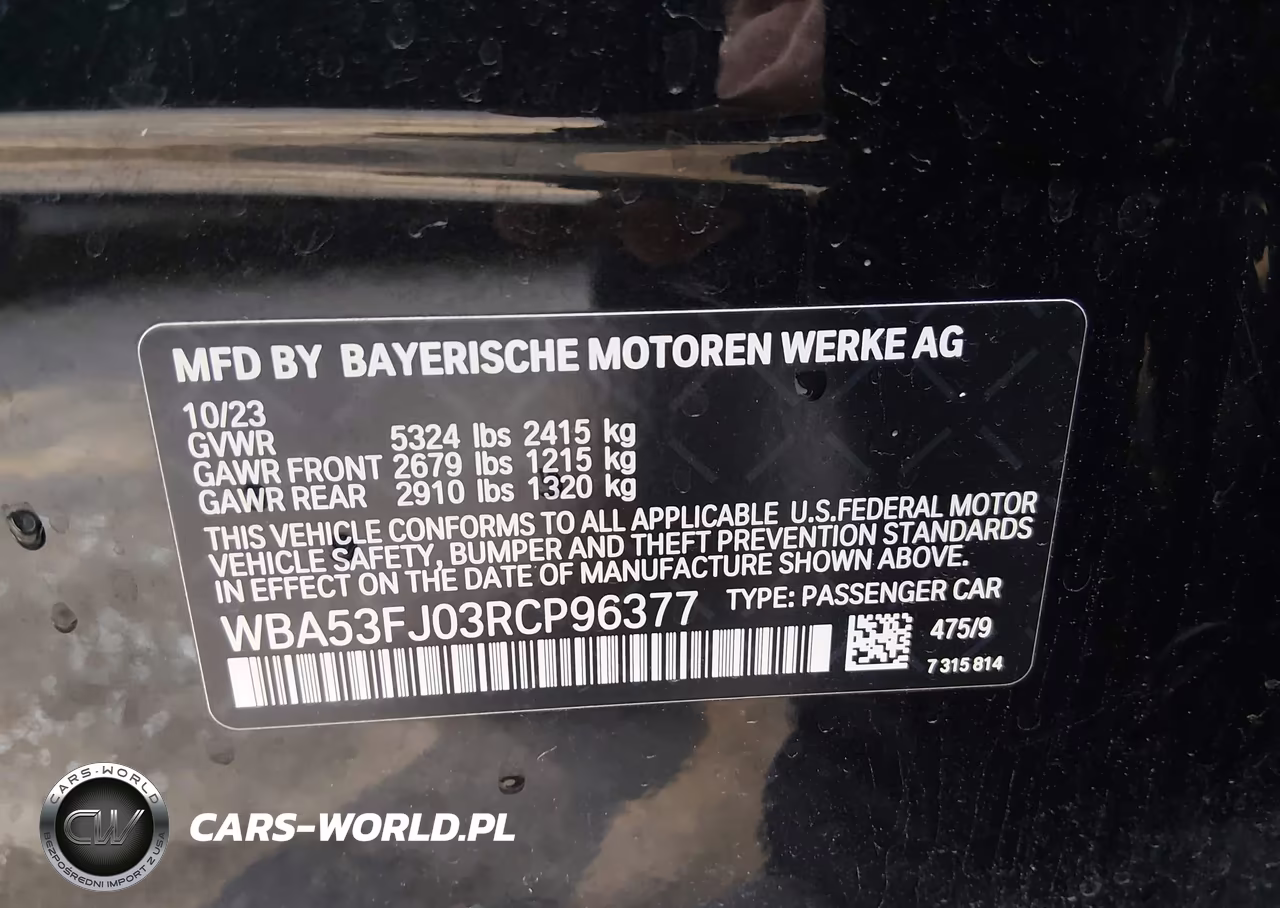 2024 BMW 530I xDrive VIN:WBA53FJ03RCP96377 - 9