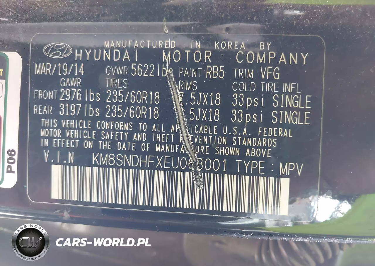 2014 Hyundai Santa Fe Gls VIN:KM8SNDHFXEU063001 - 9