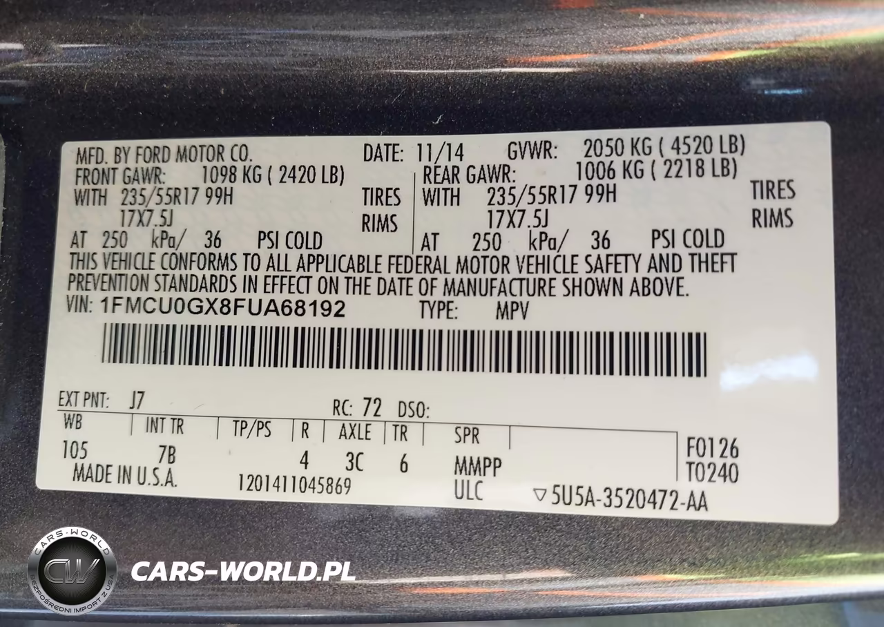 2015 Ford Escape Se VIN:1FMCU0GX8FUA68192 - 9