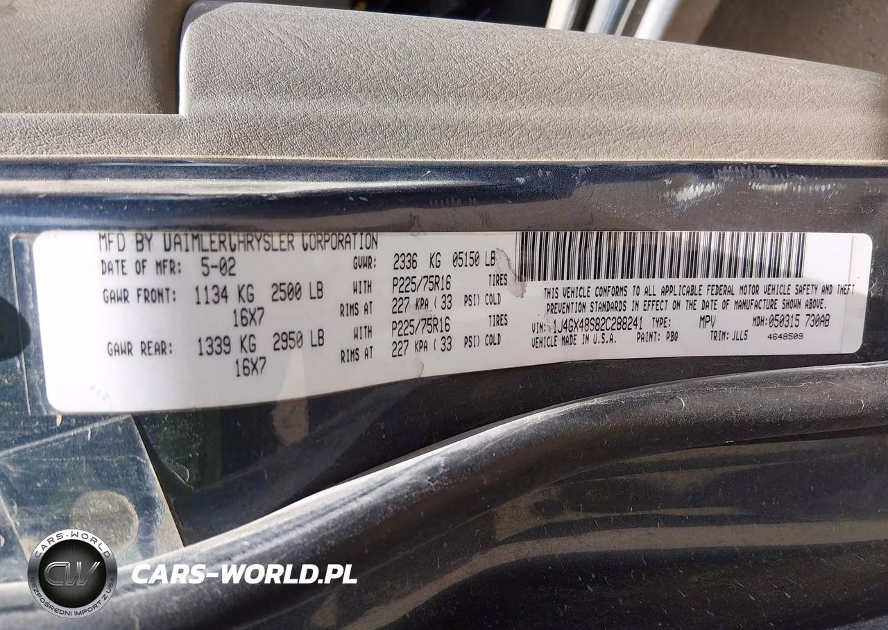 2002 Jeep Grand Cherokee Laredo VIN:1J4GX48S82C288241 - 9