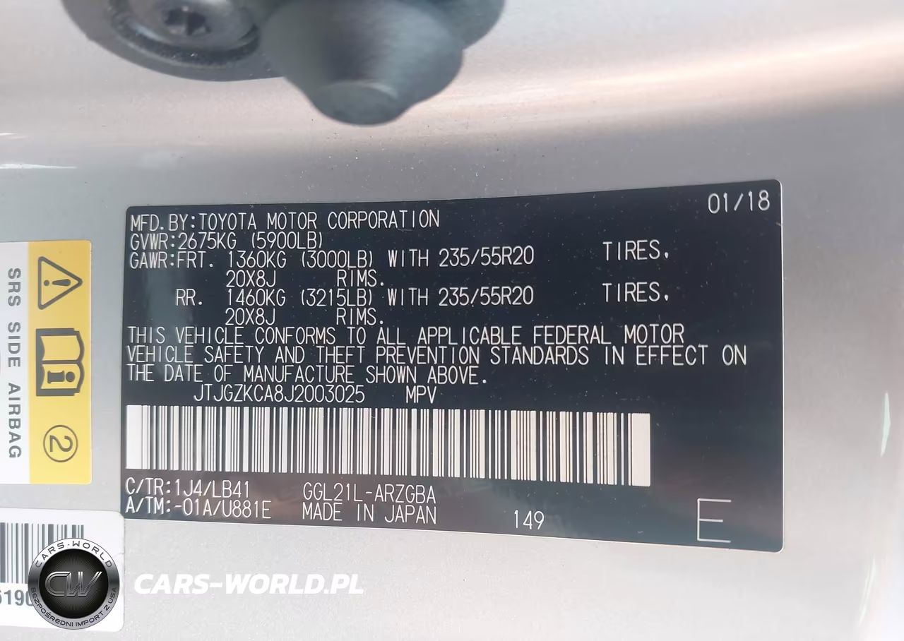 2018 Lexus Rx 350L Premium VIN:JTJGZKCA8J2003025 - 9