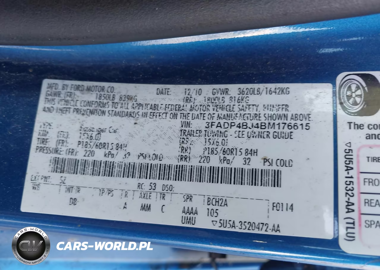 2011 Ford Fiesta Se VIN:3FADP4BJ4BM176615 - 9