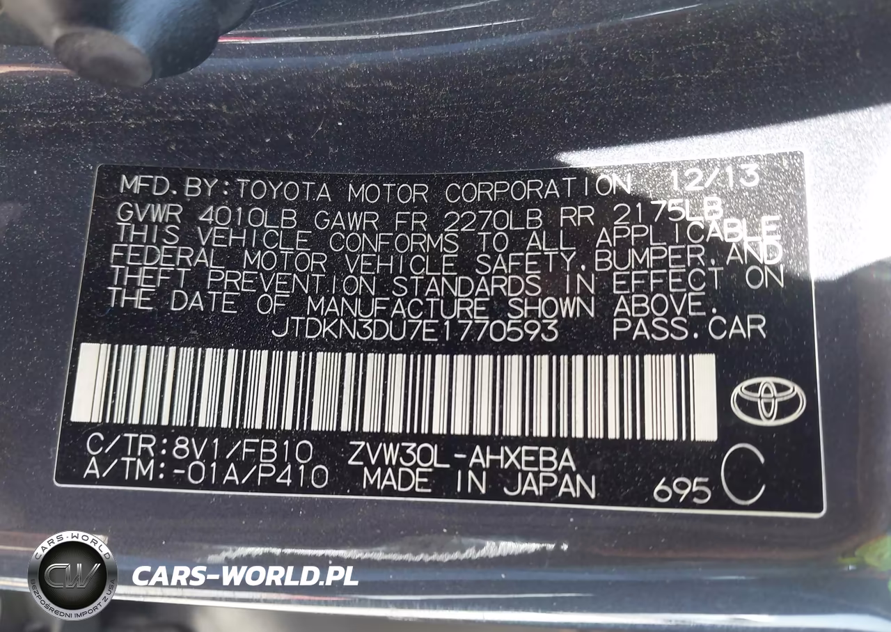 2014 Toyota Prius Two VIN:JTDKN3DU7E1770593 - 9