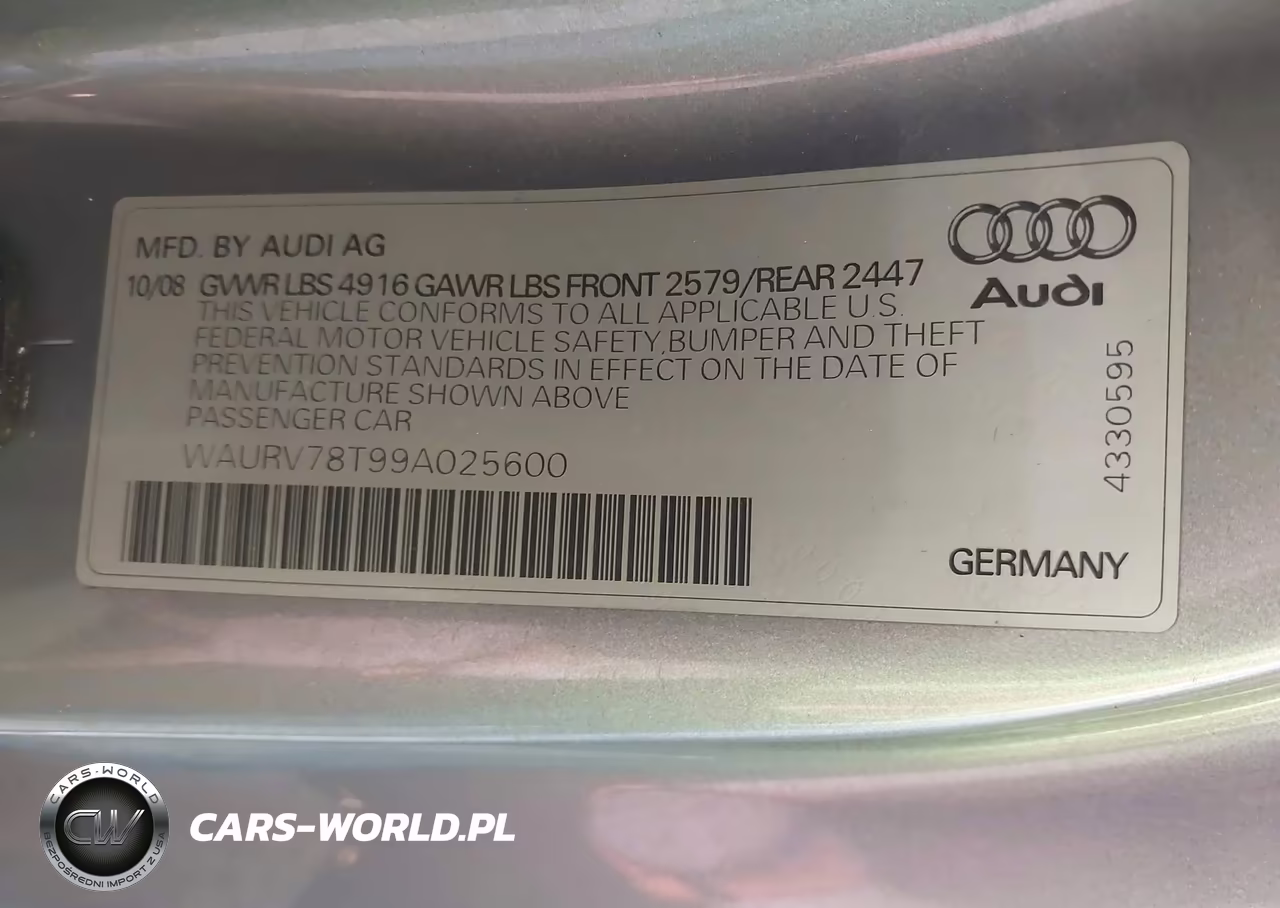2009 Audi S5 4.2L VIN:WAURV78T99A025600 - 9