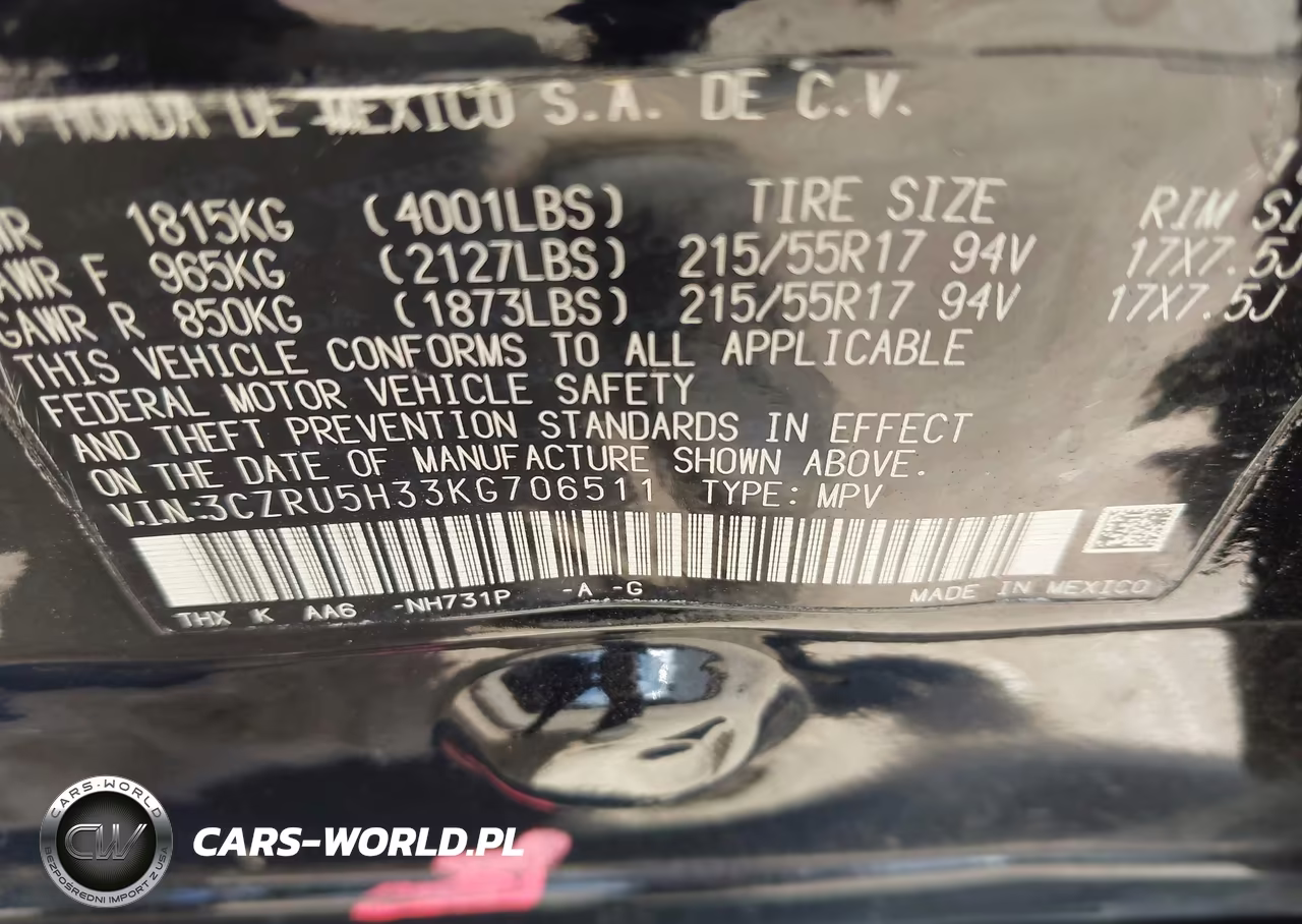 2019 Honda Hr-V Lx VIN:3CZRU5H33KG706511 - 9