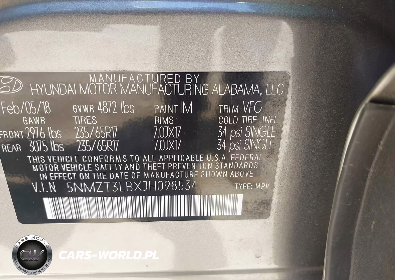 2018 Hyundai Santa Fe Sport 2.4L VIN:5NMZT3LBXJH098534 - 9