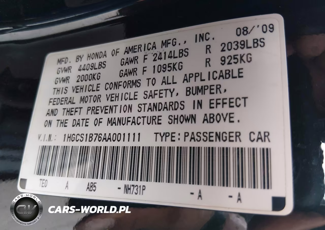2010 Honda Accord 2.4 Ex VIN:1HGCS1B76AA001111 - 9