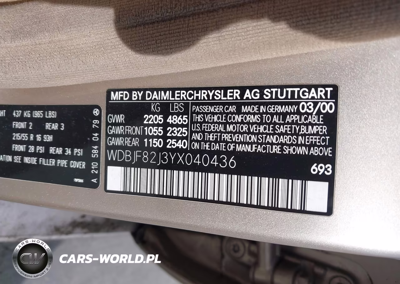 2000 Mercedes-Benz E 320 4M VIN:WDBJF82J3YX040436 - 9