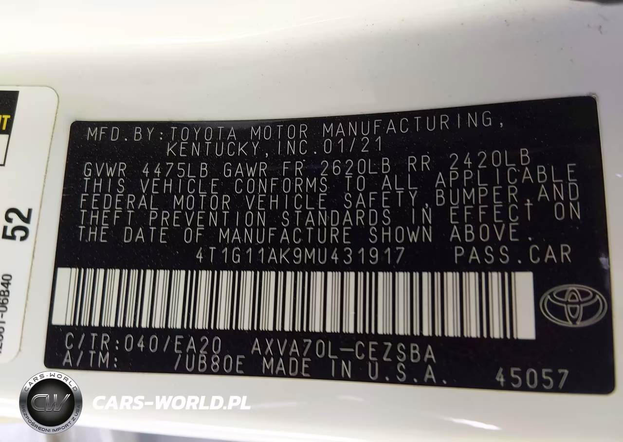 2021 Toyota Camry Se VIN:4T1G11AK9MU431917 - 9