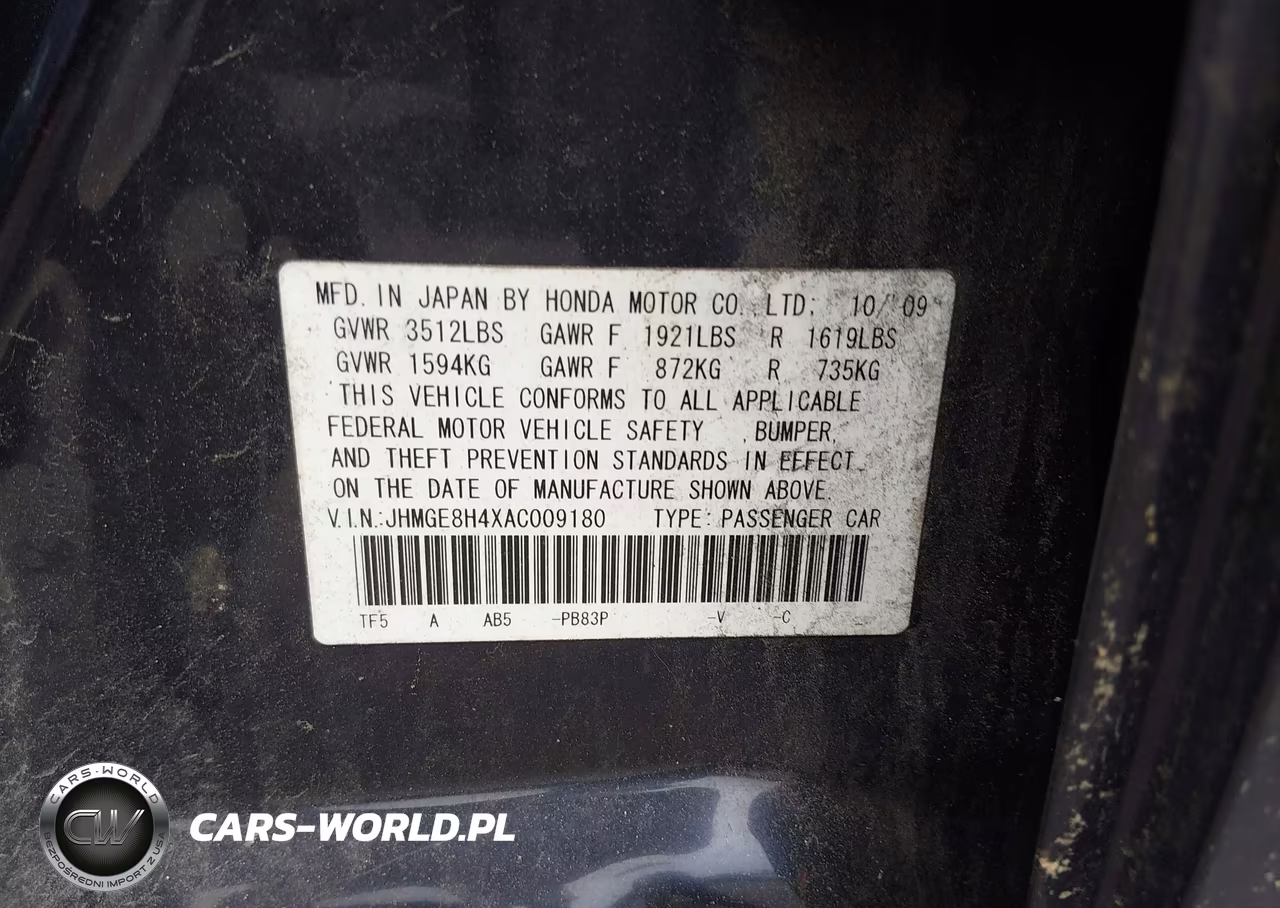 2010 Honda Fit Sport VIN:JHMGE8H4XAC009180 - 9