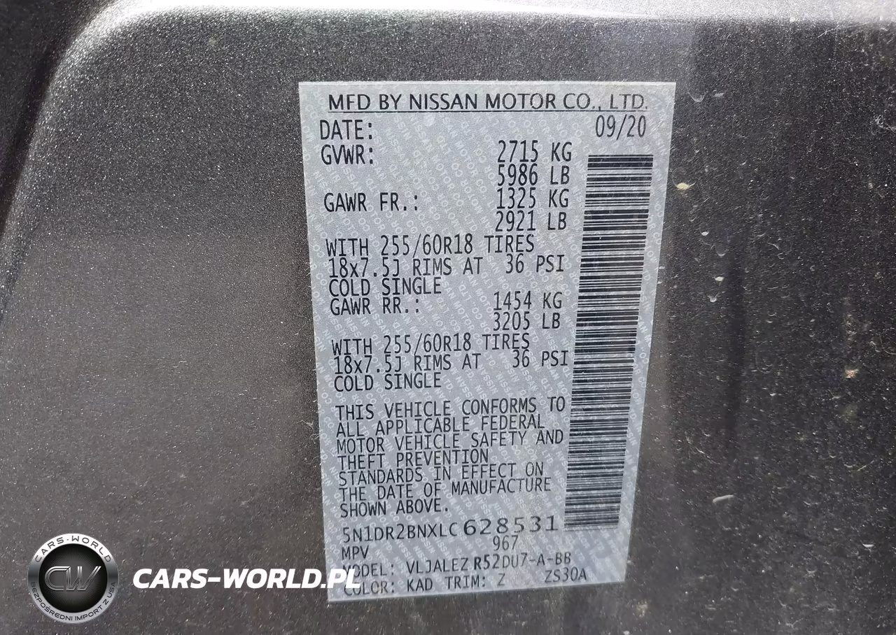 2020 Nissan Pathfinder Sv 2Wd VIN:5N1DR2BNXLC628531 - 9