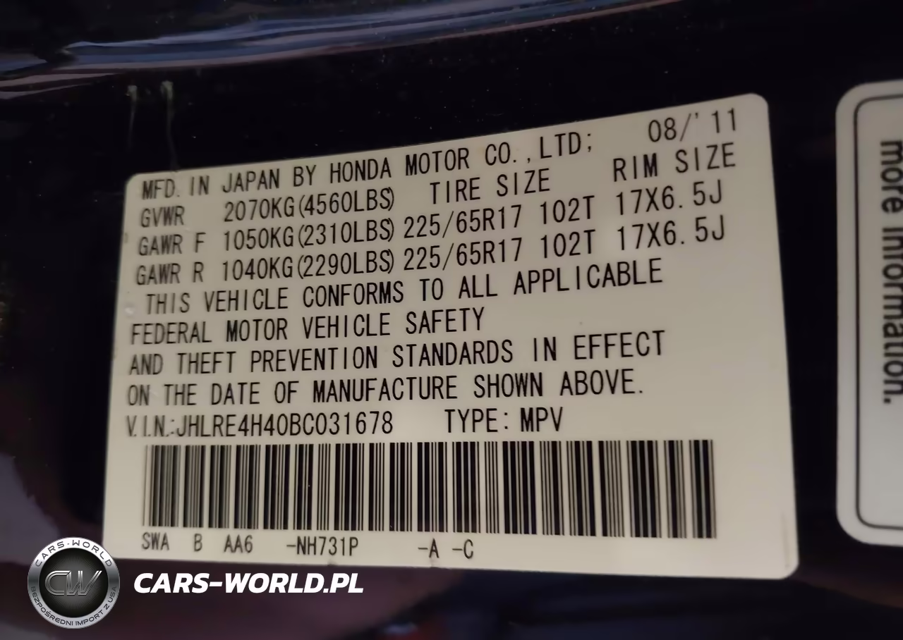 2011 Honda Cr-V Se VIN:JHLRE4H40BC031678 - 9