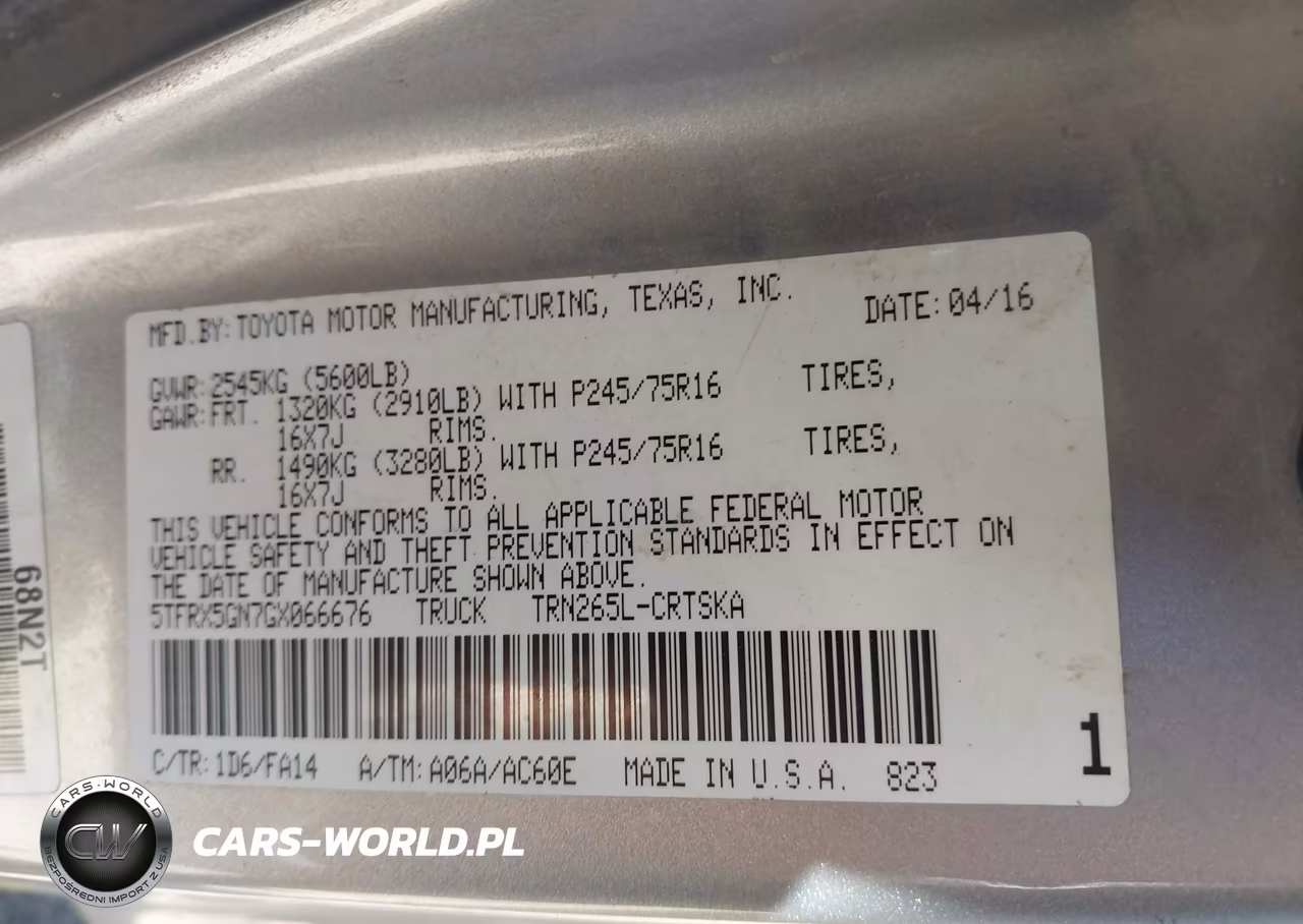 2016 Toyota Tacoma Sr VIN:5TFRX5GN7GX066676 - 9