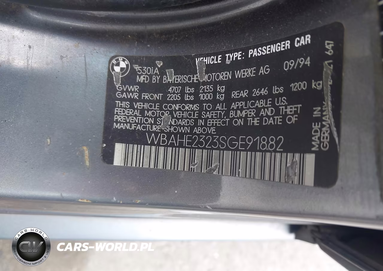 1995 BMW 530 I Automatic VIN:WBAHE2323SGE91882 - 9