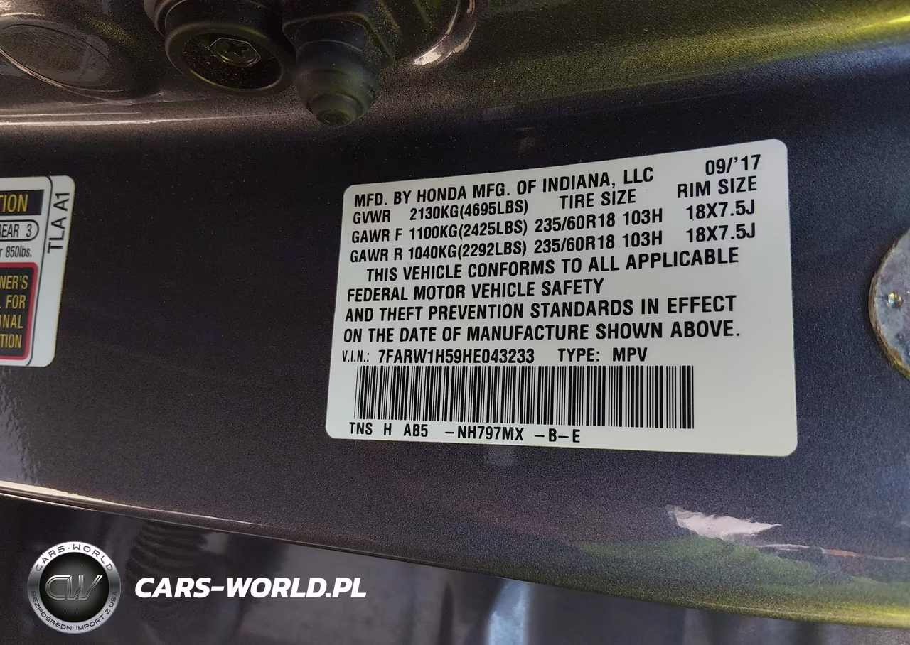 2017 Honda Cr-V Ex VIN:7FARW1H59HE043233 - 9