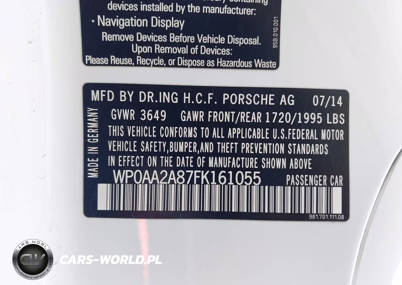 2015 Porsche Cayman VIN:WP0AA2A87FK161055 - 9