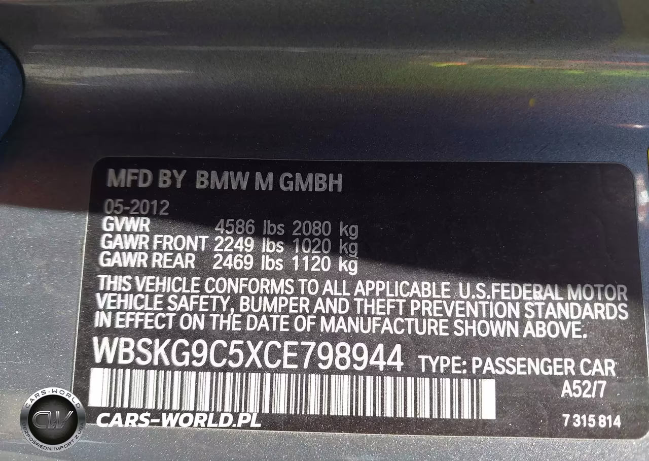 2012 BMW M3 VIN:WBSKG9C5XCE798944 - 9