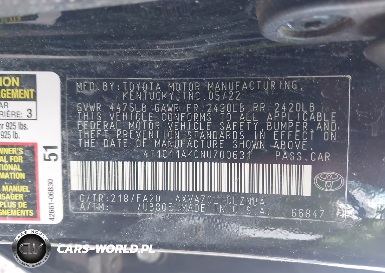 2022 Toyota Camry Le VIN:4T1C11AK0NU700631 - 9