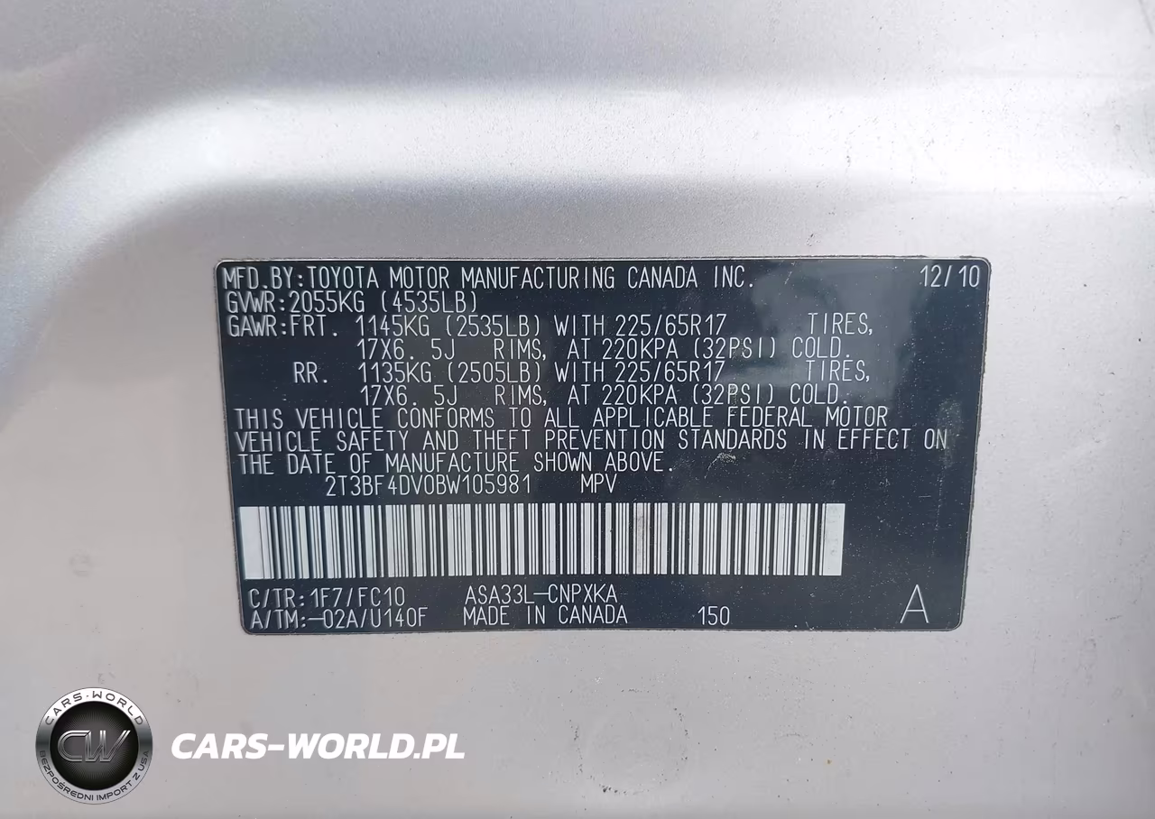 2011 Toyota Rav4 VIN:2T3BF4DV0BW105981 - 9