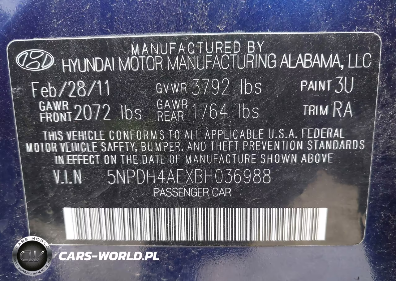 2011 Hyundai Elantra Gls VIN:5NPDH4AEXBH036988 - 9