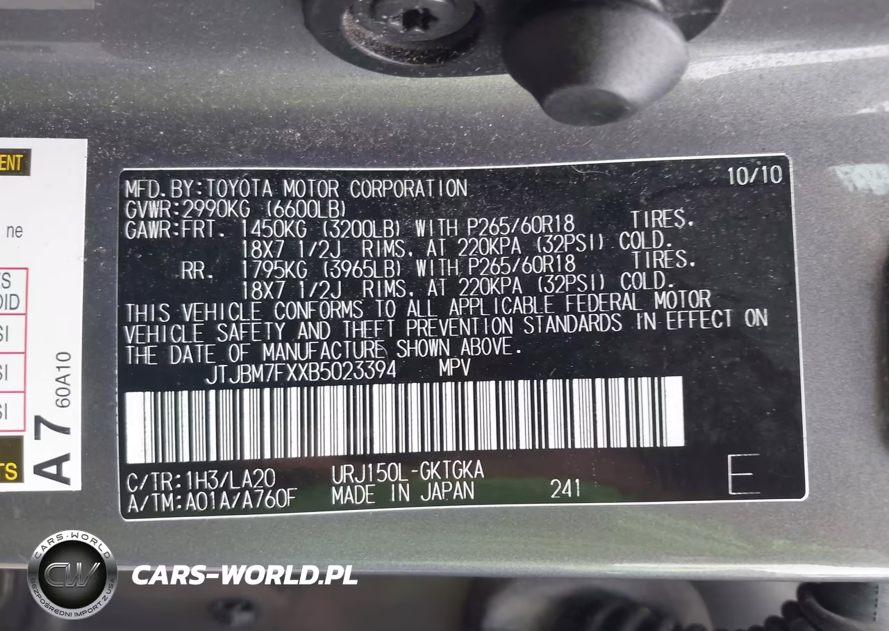 2011 Lexus Gx 460 VIN:JTJBM7FXXB5023394 - 9