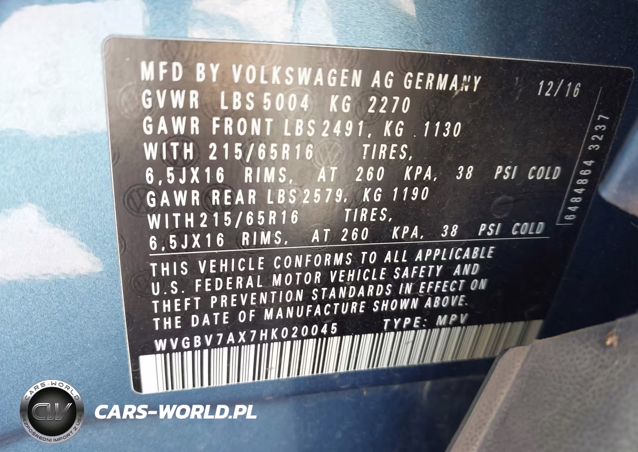 2017 Volkswagen Tiguan 2.0T-2.0T S VIN:WVGBV7AX7HK020045 - 9