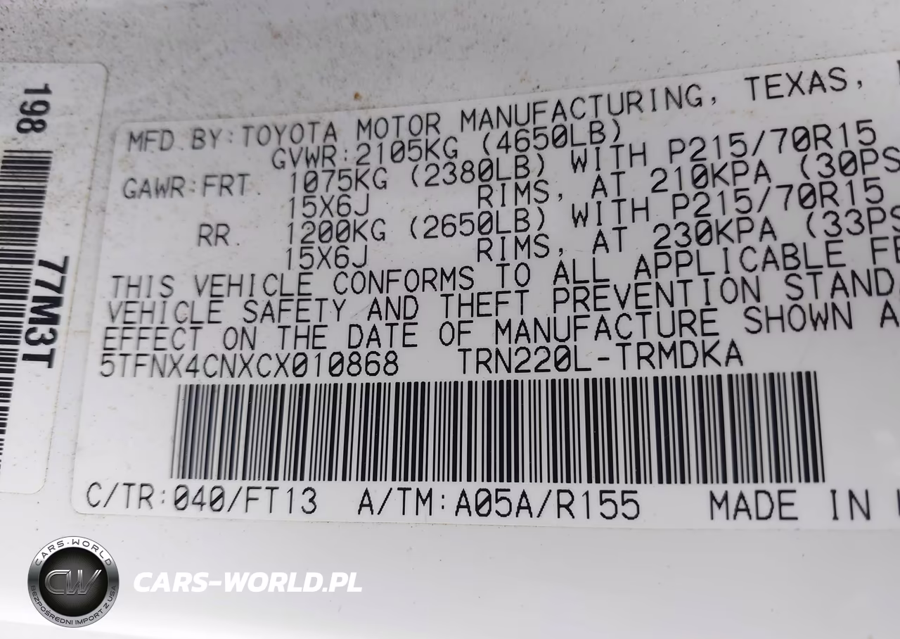 2012 Toyota Tacoma VIN:5TFNX4CNXCX010868 - 9