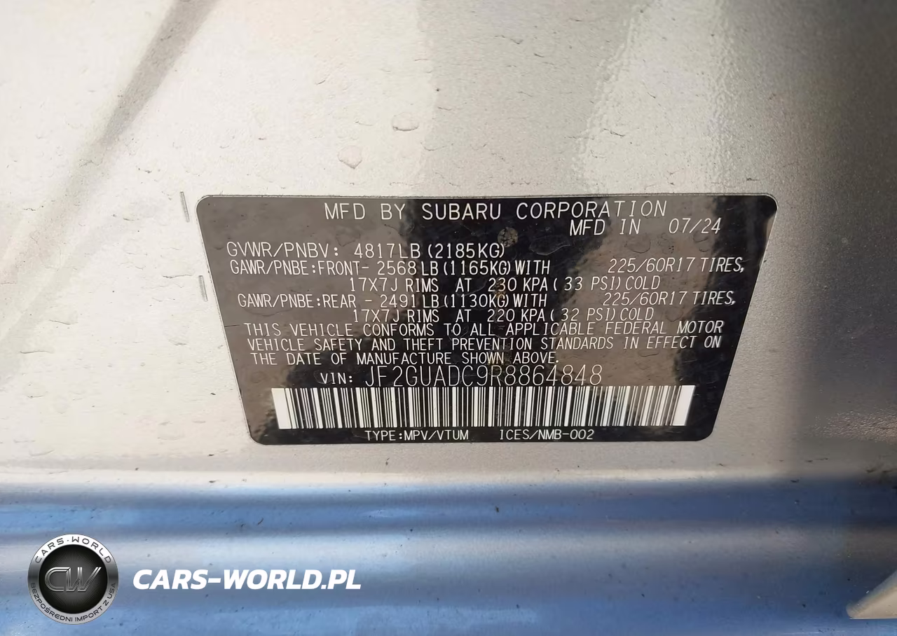 2024 Subaru Crosstrek Premium VIN:JF2GUADC9R8864848 - 9