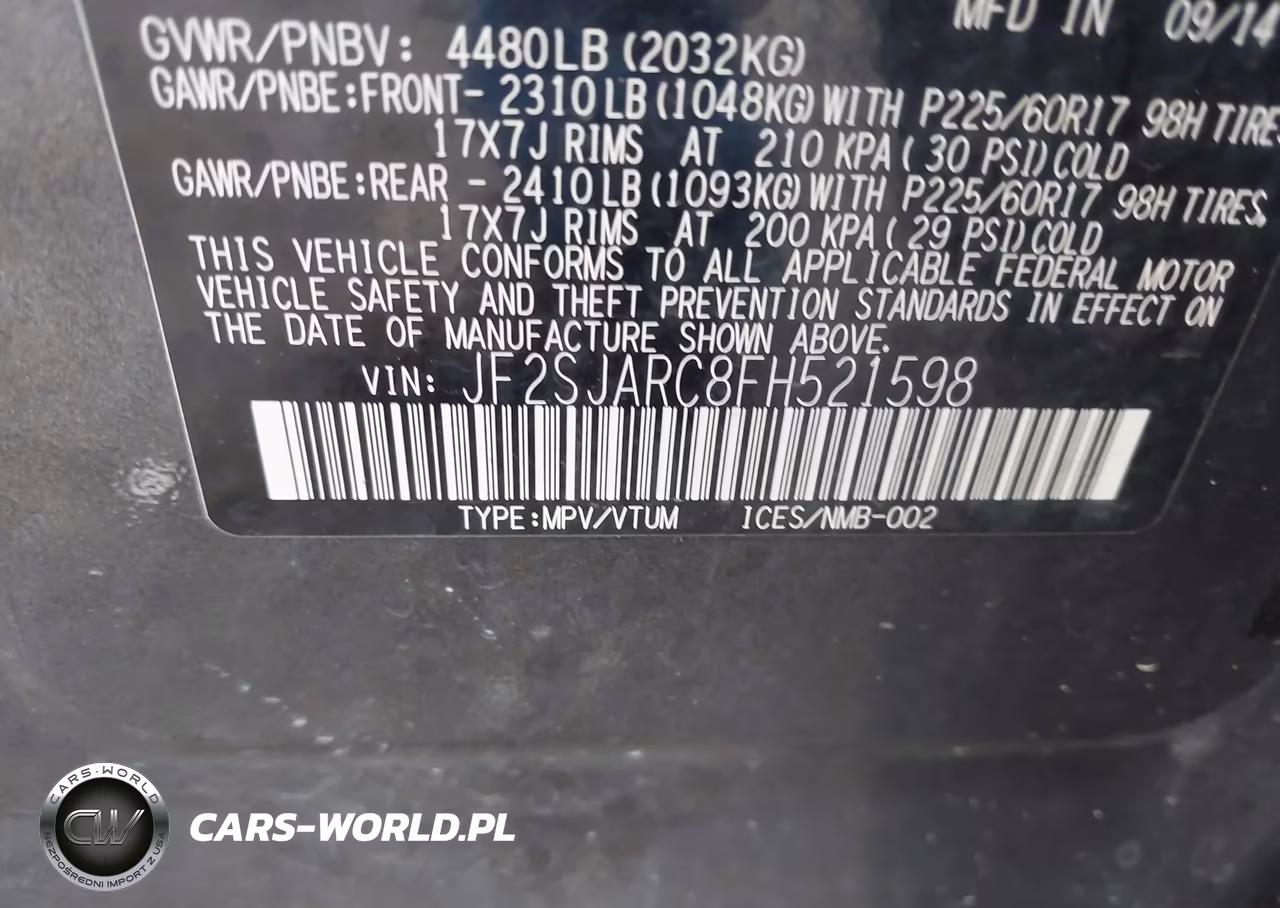 2015 Subaru Forester 2.5I Limited VIN:JF2SJARC8FH521598 - 9