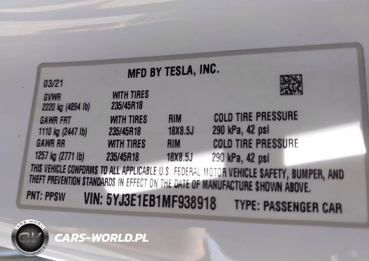 2021 Tesla Model 3 Long Range VIN:5YJ3E1EB1MF938918 - 9