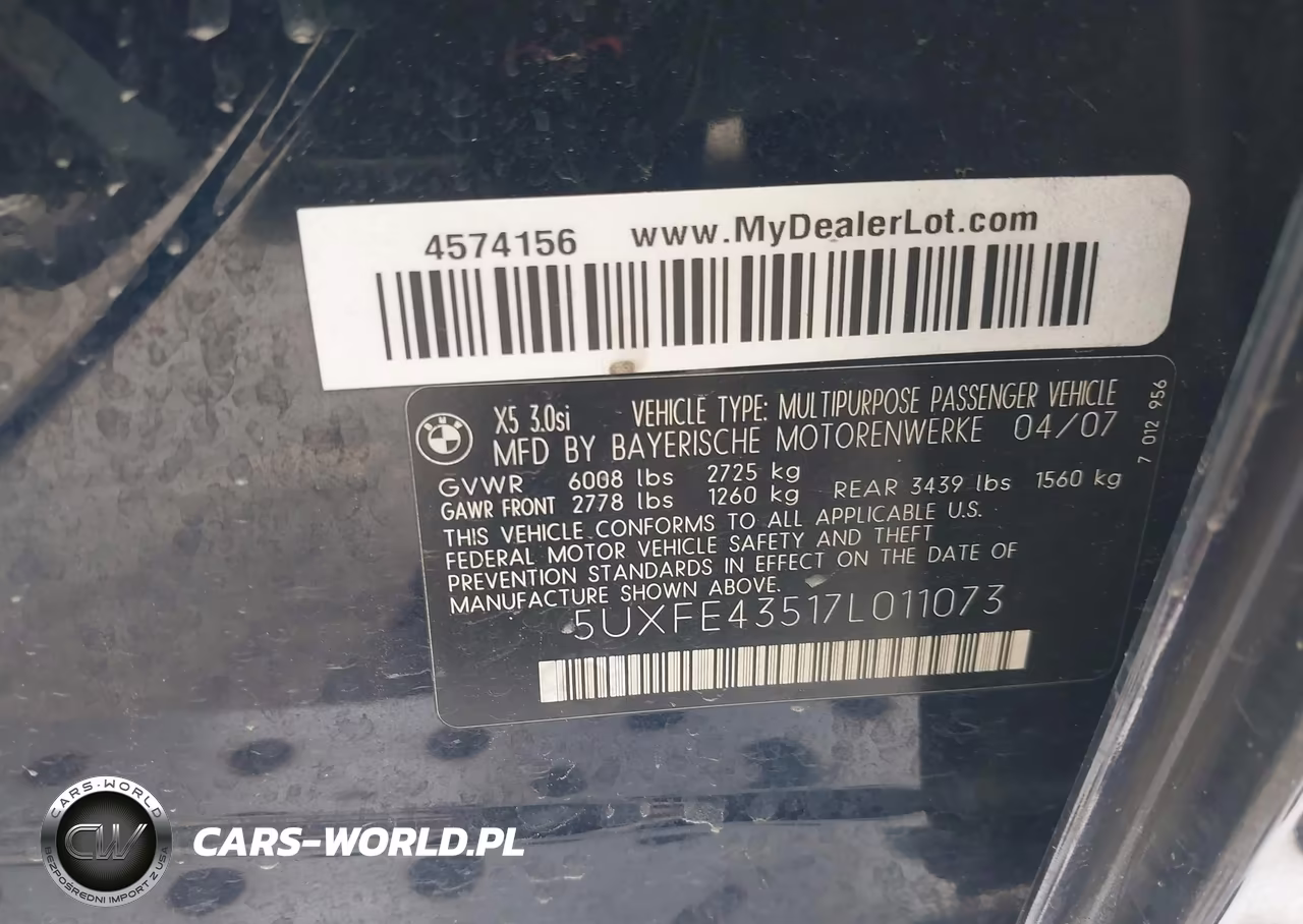 2007 BMW X5 3.0Si VIN:5UXFE43517L011073 - 9