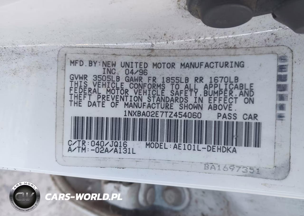 1996 Toyota Corolla VIN:1NXBA02E7TZ454060 - 9