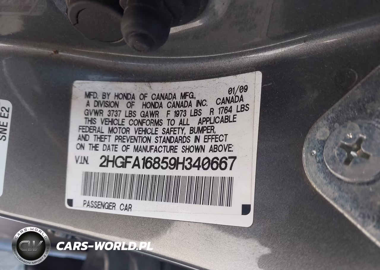 2009 Honda Civic Ex VIN:2HGFA16859H340667 - 9