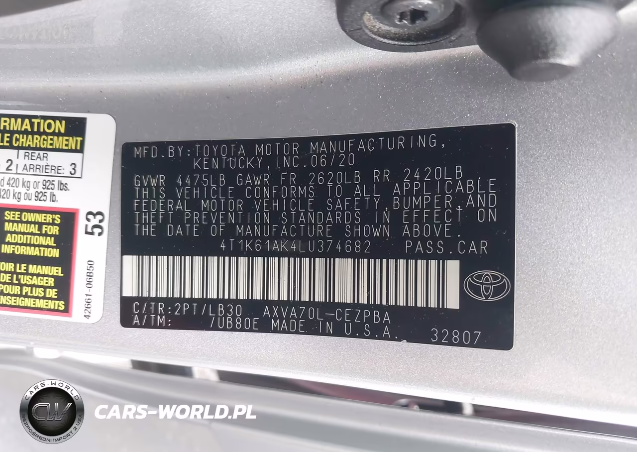 2020 Toyota Camry Xse VIN:4T1K61AK4LU374682 - 9