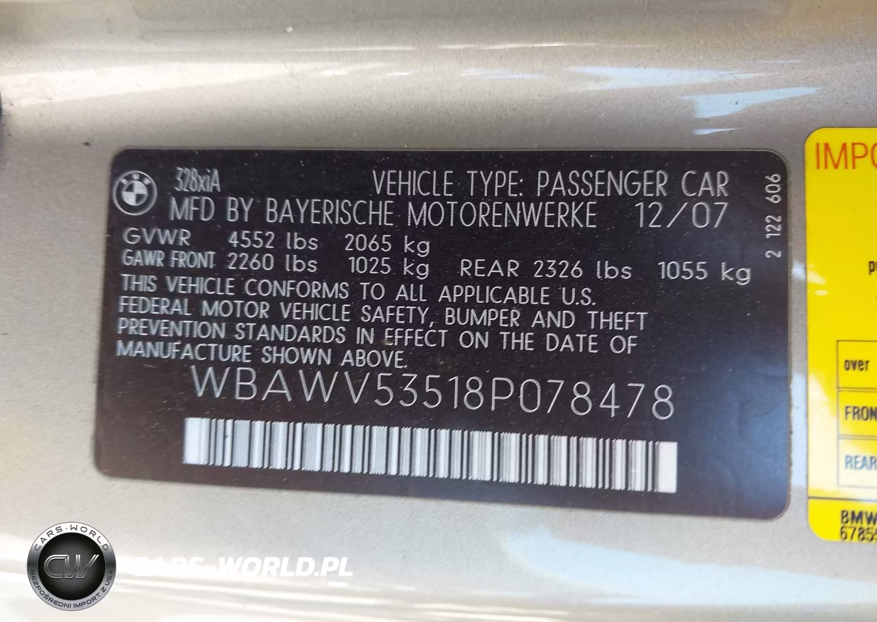 2008 BMW 328Xi VIN:WBAWV53518P078478 - 9