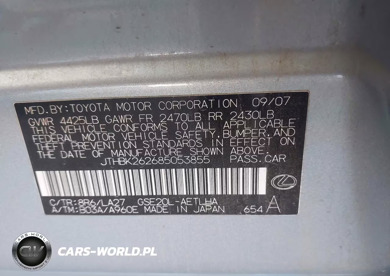 2008 Lexus Is 250 VIN:JTHBK262685053855 - 9